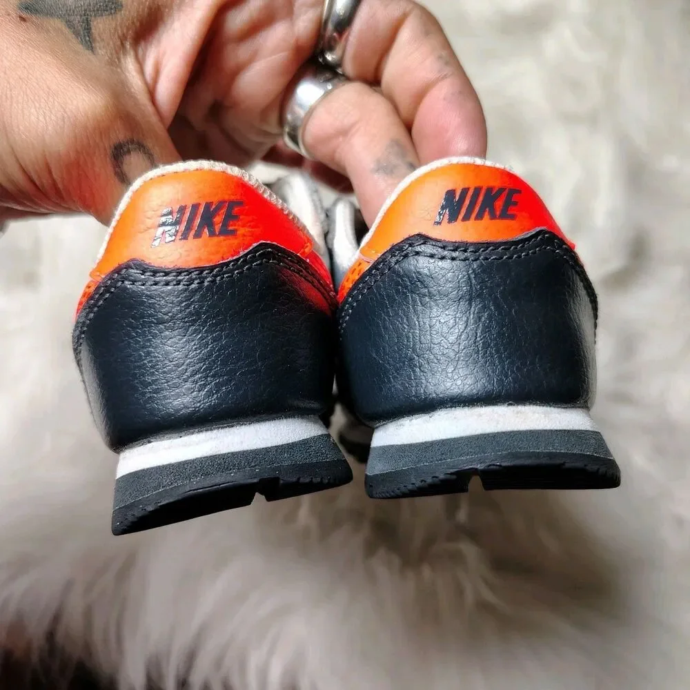 Nike Toddler Shoes 5C Gray Black Orange Swoosh Hook Loop Sneakers